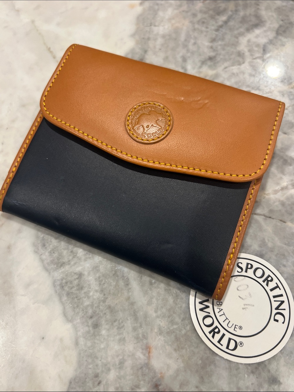 Hunting World Made in Italy Wallet | NWT - navy nylon and tan leather